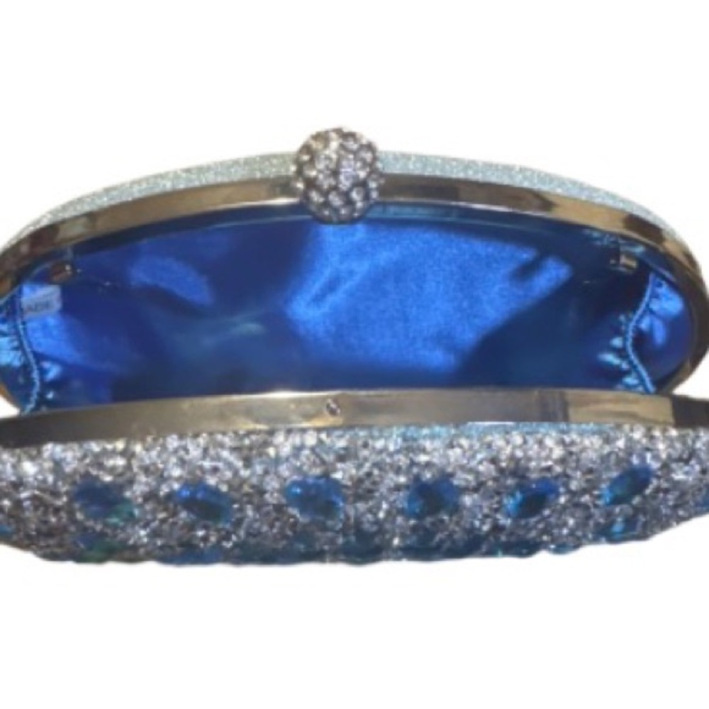 Sparkling Blue and Silver rhinestone embellished Clutch - Picture 6 of 9